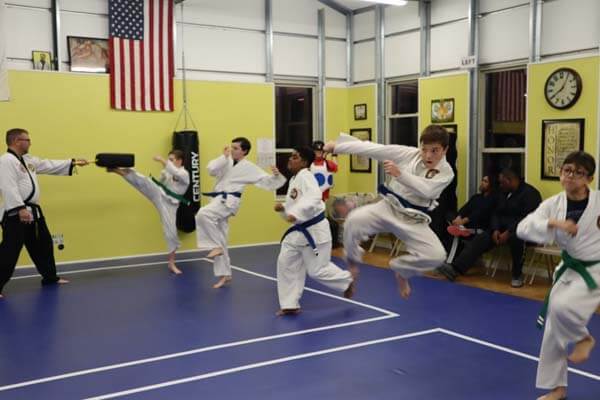 Junior martial arts students